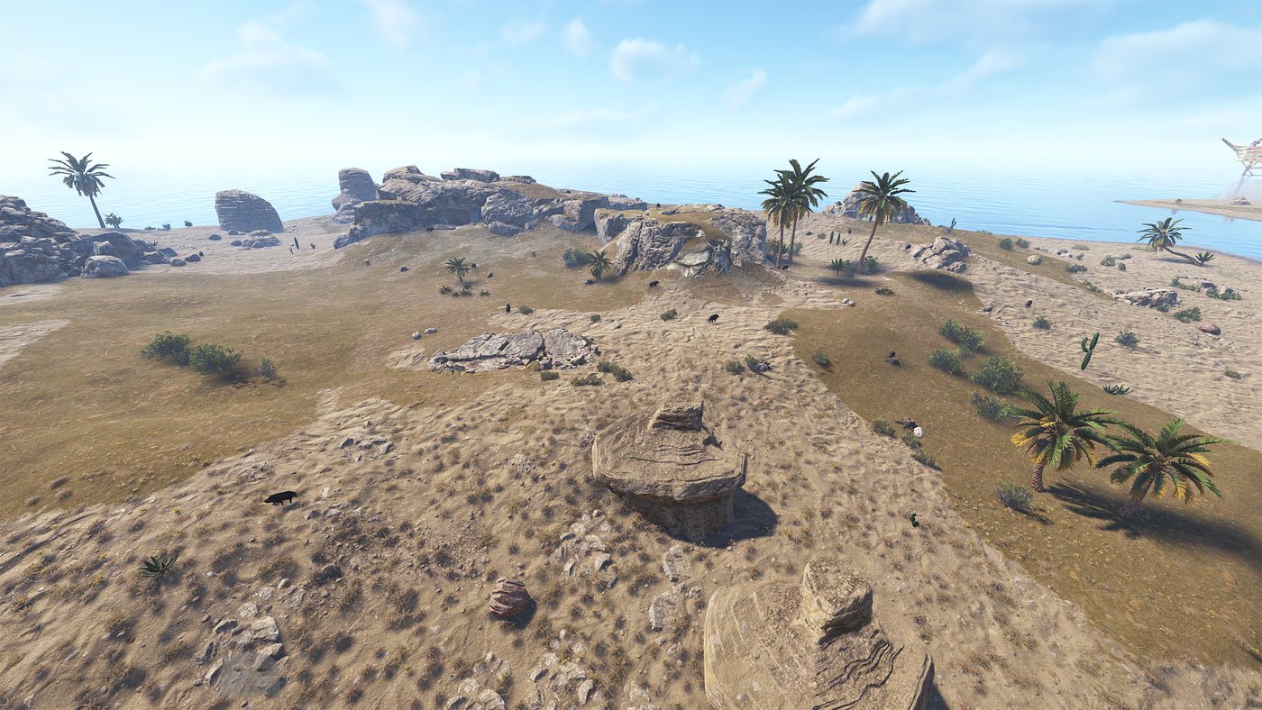 A desert island overflowing with boars